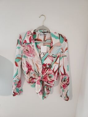Zara Pink Floral Blouse